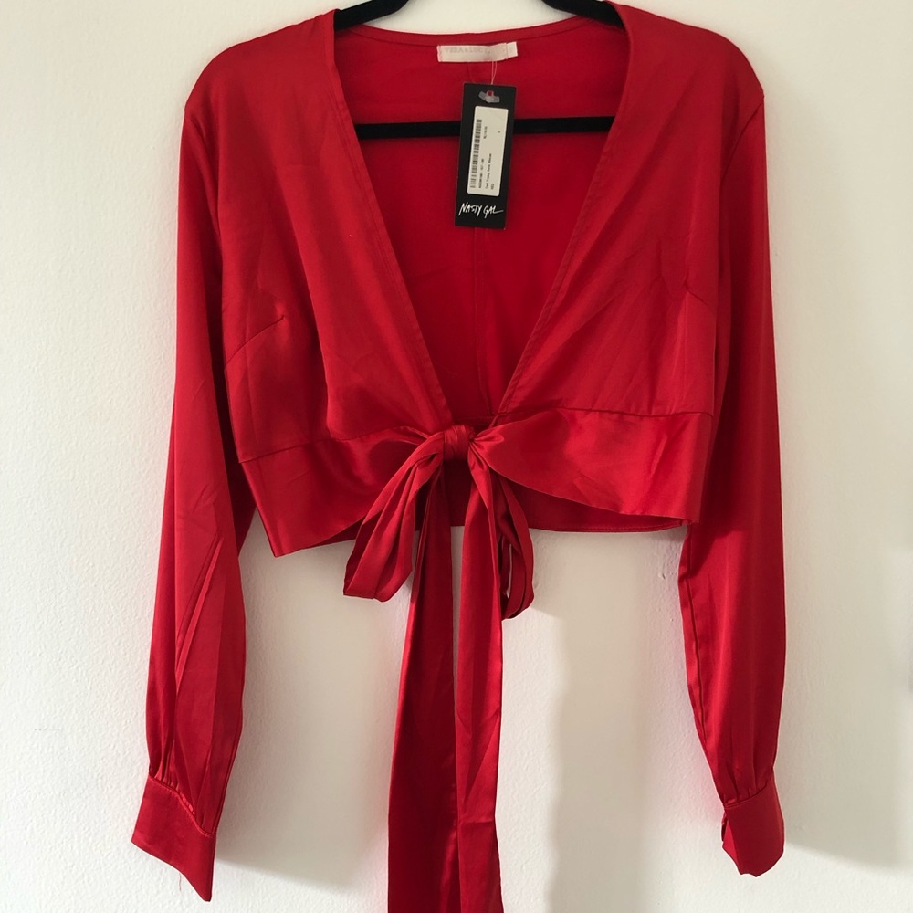 Red satin blouse